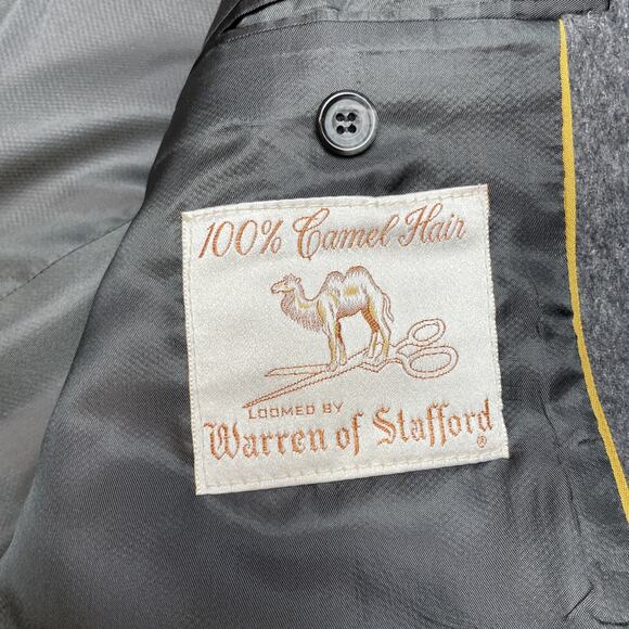 Vintage 100% Camel Hair Blazer Jacket Mens 42L Gray Warren of Stafford USA - Picture 4 of 16